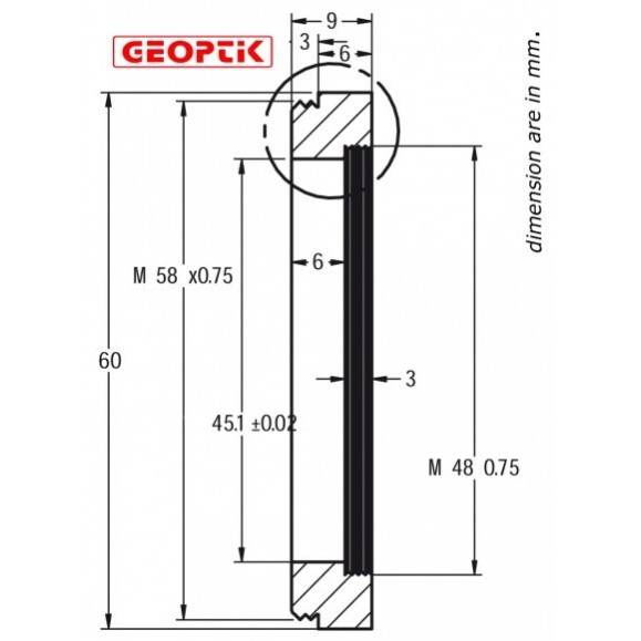 Geoptik Adaptador para filtros de 2" para objectivas de 58 mm