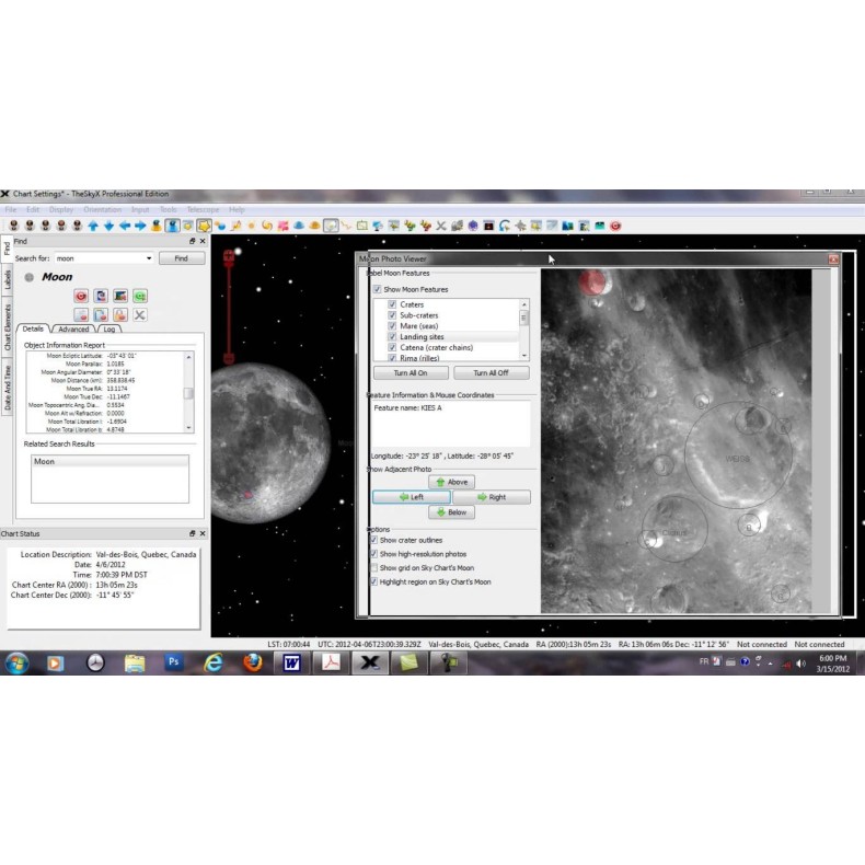 O programa profissional SkyX Software...