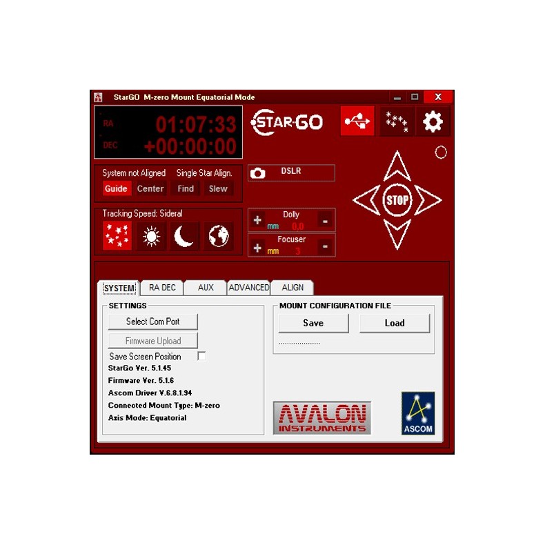Sistema de controlo do telescópio... Sistema de controlo do telescópio...
