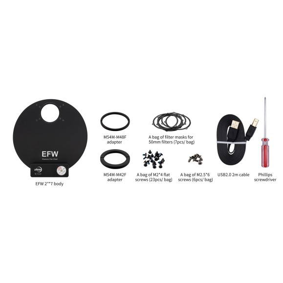 ZWO 7x50.8mm Roda de filtro EFW 7 posições (2")