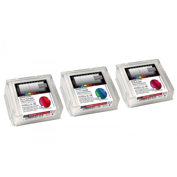 Conjunto de 3 filtros de banda ultra-estreita de 36 mm - optimizados para CMOS (H-alfa / O-III / S-II)