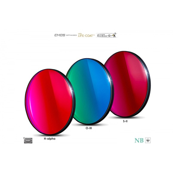 Conjunto de 3 filtros de banda estreita Ø 50,4 mm 6,5 nm CMOS Optimizado de Baader Planetarium