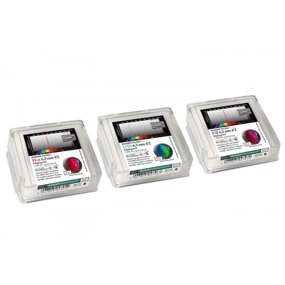 6.5nm Conjunto de filtros Baader Highspeed Ø 1¼" optimizado para CMOS (H-alpha / O-III / S-II)