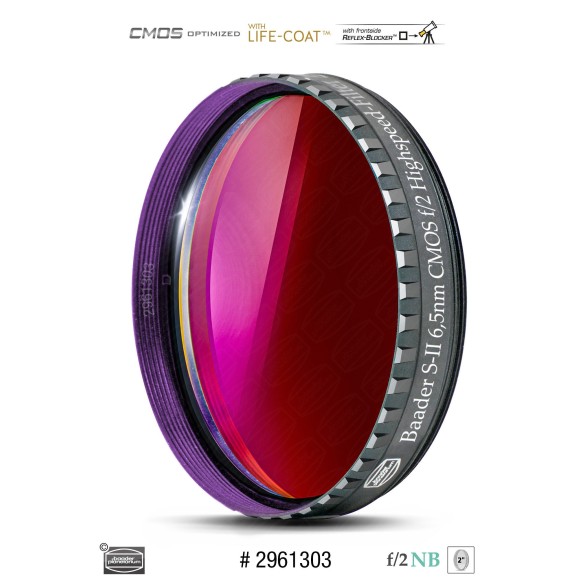 Filtro Baader S-II de alta velocidade de 6,5 nm Ø 2" optimizado para CMOS