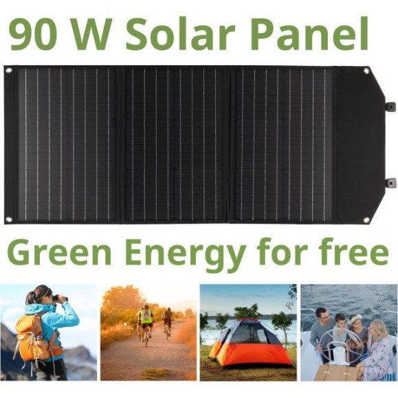 Bresser Painel solar portátil de 90W com saída USB e DC