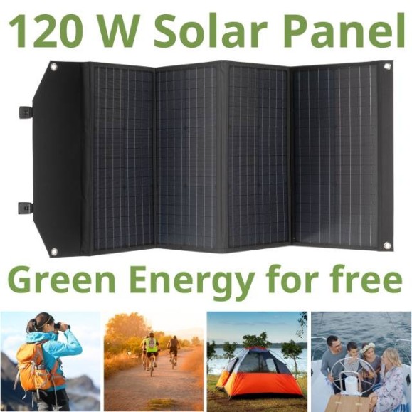 Bresser Painel solar portátil de 120W com saída USB e DC