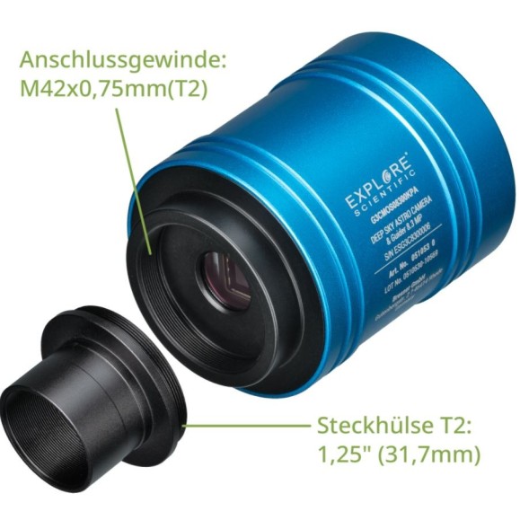 Câmara e guia para o céu profundo e planetário EXPLORE SCIENTIFIC 4K de 8,3 MP