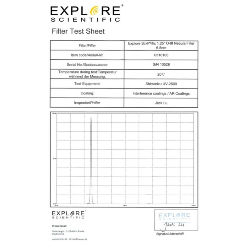 EXPLORE SCIENTIFIC Filtro Filtro...