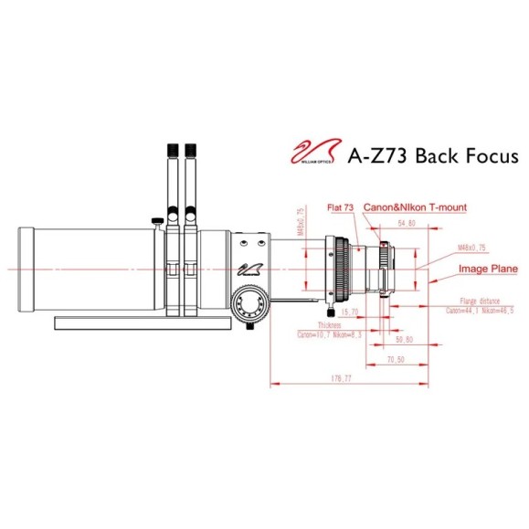 William Optics AP 73/430 Super ZenithStar 73 Red OTA Telescópio refrator apocromático