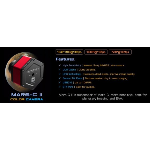 PLAYER ONE Câmara Planetária Mars-C II USB3.0 a cores (IMX662)