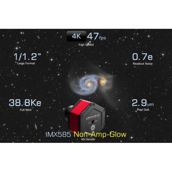 Câmara planetária a uma cor com leitor Uranus-C USB3.0 (IMX585)
