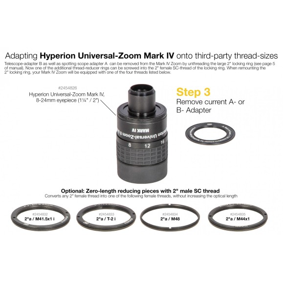 Anel redutor de comprimento ótico zero 2 "a / T-2i para mudar de rosca T2 para SCT