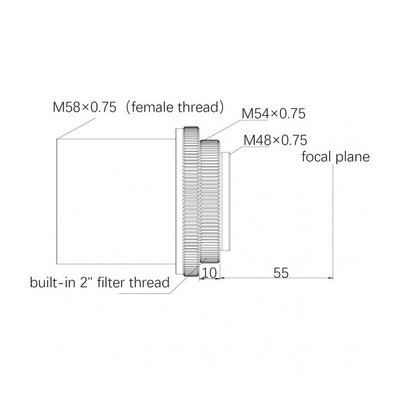 ZWO Redutor de aplanação 0,75x PARA FF65