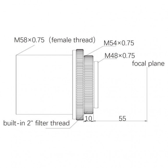 ZWO Redutor de aplanação 0,75x PARA FF65