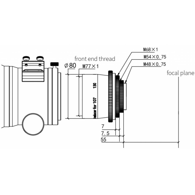 ZWO Redutor de aplanador 0,7x para... ZWO Redutor de aplanador 0,7x para...