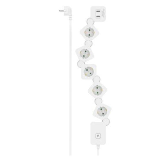 HAMA Régua de tomadas 5 tomadas 2XUSB Interruptor 1,4m Flexível Branco