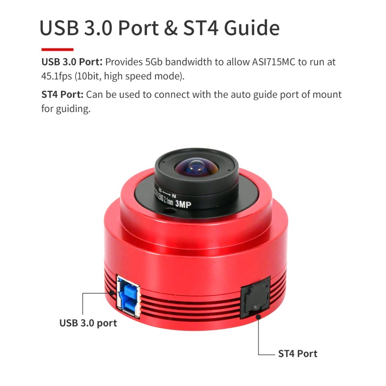 ZWO Câmara de planetário ASI715MC... ZWO Câmara de planetário ASI715MC...