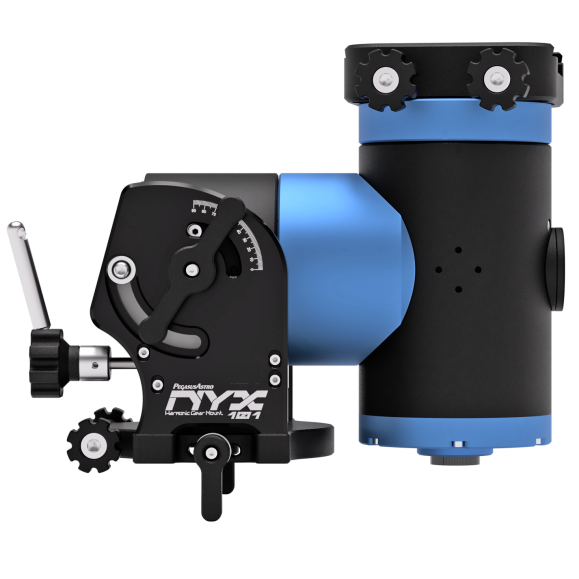 Pegasus Astro Suporte harmónico equatorial NYX-101 com suporte fêmea Saddle Powerbox pré-instalado