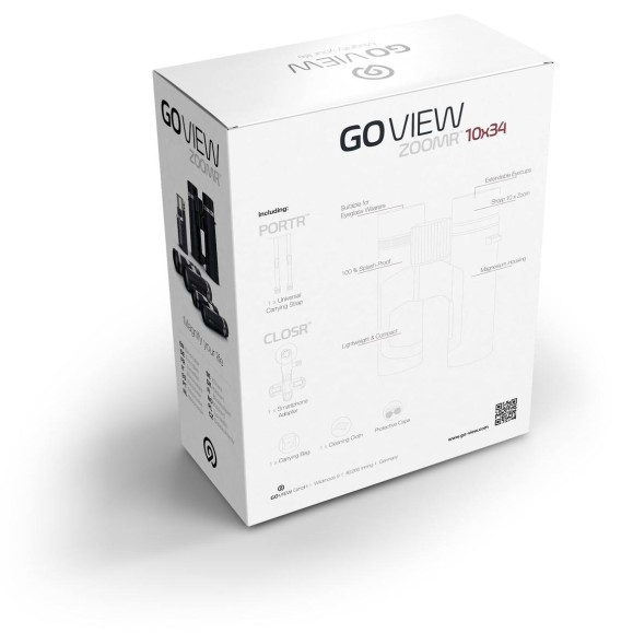 Binóculos GoView ZOOMR 10x34, vermelho rubi