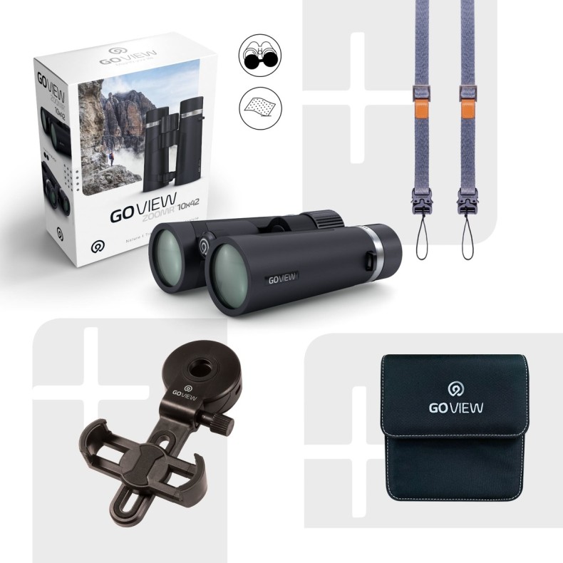 Binóculos GoView ZOOMR 10x42, Preto...