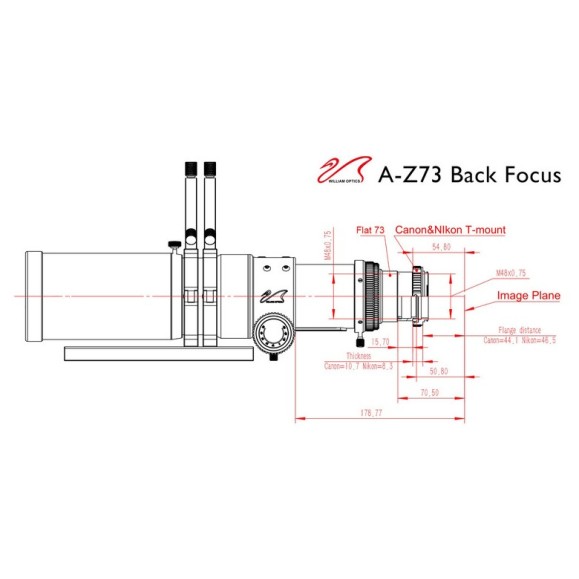 William Optics AP 73/430 Super ZenithStar 73 Telescópio Refrator Apocromático Dourado