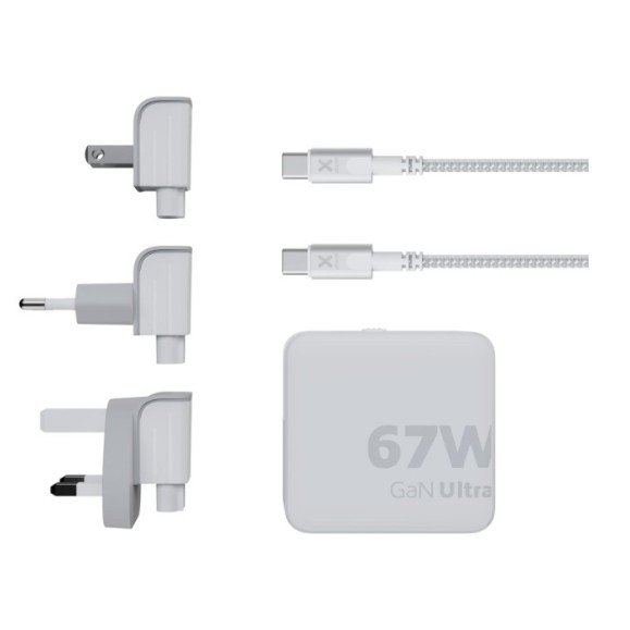 Carregador de viagem + cabo USB-C PD branco XTORM 67w GaN Ultra 00225407, com 2 portas USB-C