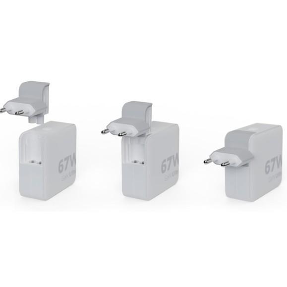 Carregador de viagem + cabo USB-C PD branco XTORM 67w GaN Ultra 00225407, com 2 portas USB-C