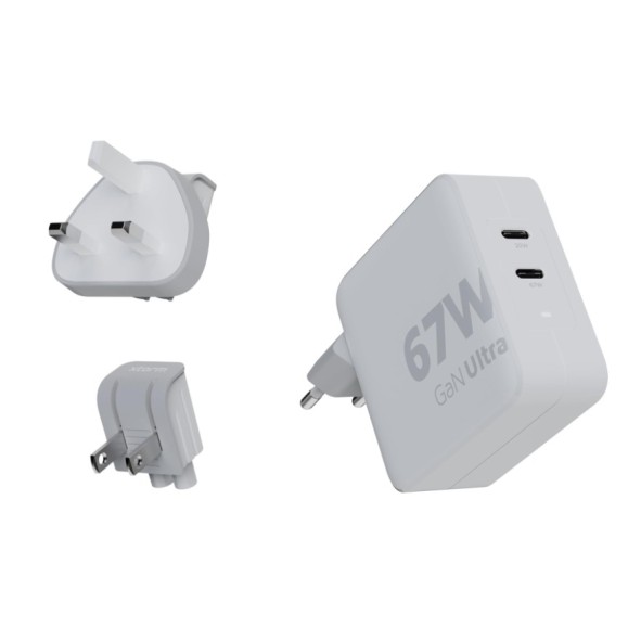 Carregador de viagem + cabo USB-C PD branco XTORM 67w GaN Ultra 00225407, com 2 portas USB-C