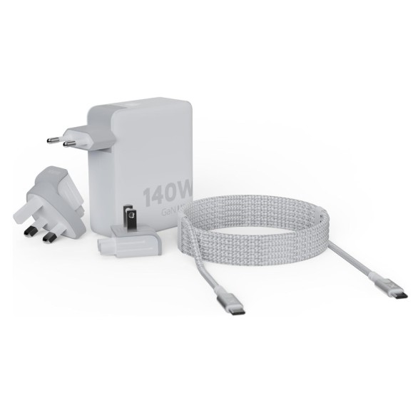 Carregador de viagem + cabo USB-C PD branco XTORM 140w GaN Ultra, 4 portas