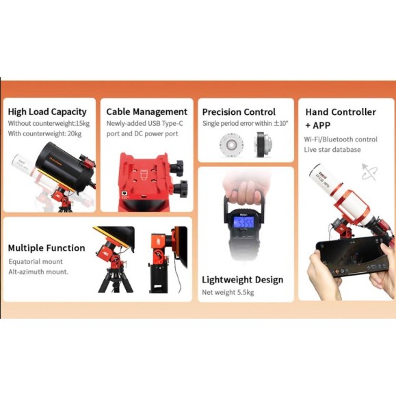 Montagem harmónica equatorial ZWO AM5N Gen.2 com tripé TC40