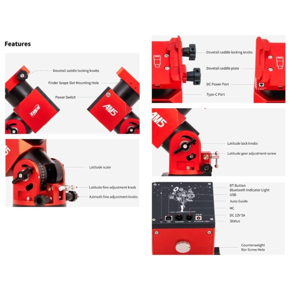 Montagem harmónica equatorial ZWO AM5N Gen.2 com tripé TC40