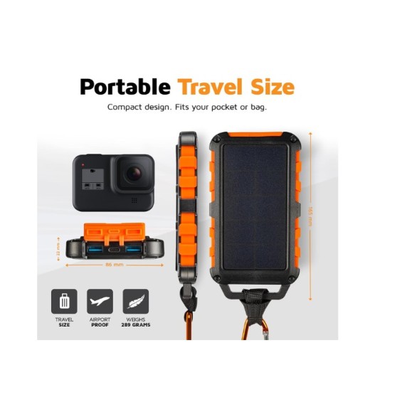 Carregador Solar - XTORM Xtreme Carregador Solar 10.000 Preto/Laranja