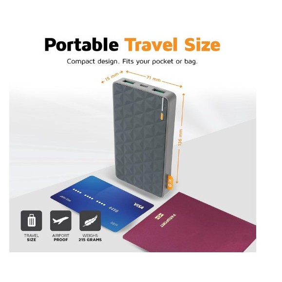 Powerbank - XTORM 20W Fuel Series Power pack 10.000 Cinzento/Laranja