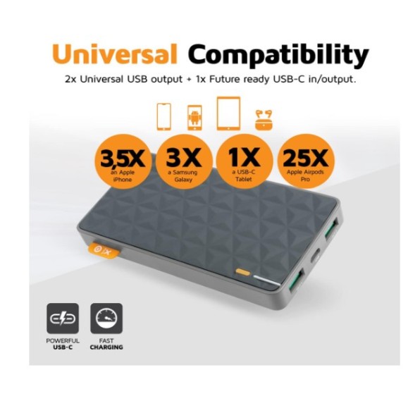 Powerbank - XTORM 20W Fuel Series Power pack 10.000 Cinzento/Laranja