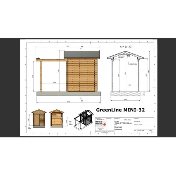 Observatório de madeira com teto de abrir Cúpula Peça Modelo ótico GreenLine MINI-32 1.60x1.60M