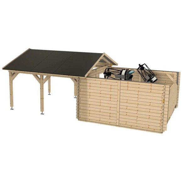 Observatório de teto deslizante em madeira Cúpula Peça Modelo ótico GreenLine MEGA-44 Configuração multi-telescópica