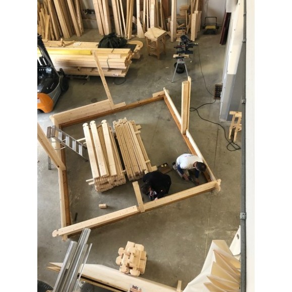 Observatório de teto deslizante em madeira Cúpula Peça Modelo ótico GreenLine MEGA-44 Configuração multi-telescópica