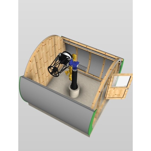 Observatório de madeira com cúpula em forma de concha Parte da cobertura ótica modelo GreenLine RC-33