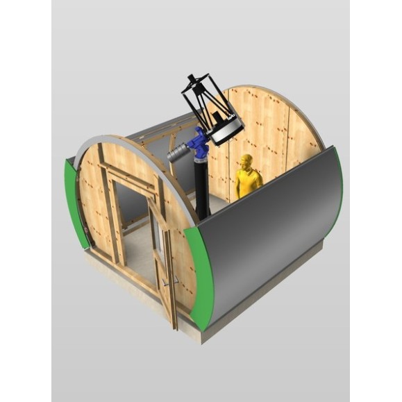 Observatório de madeira com cúpula em forma de concha Parte da cobertura ótica modelo GreenLine RC-33