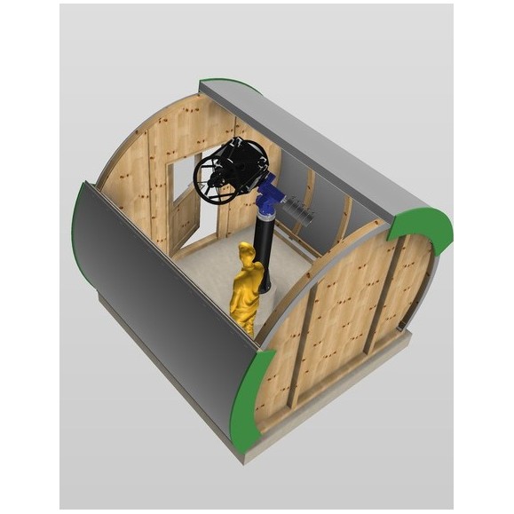 Observatório de madeira com cúpula em forma de concha Parte da cobertura ótica modelo GreenLine RC-33