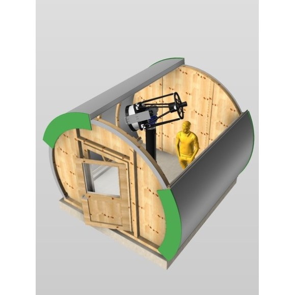 Observatório de madeira com cúpula em forma de concha Parte da cobertura ótica modelo GreenLine RC-33