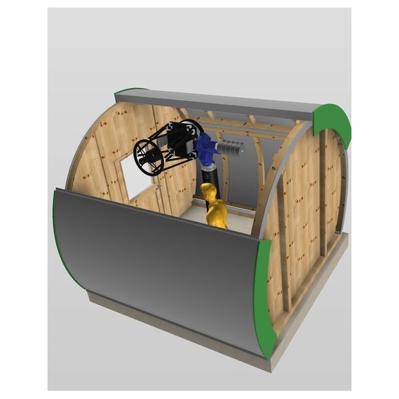 Observatório de madeira com cúpula em forma de concha Parte da cobertura ótica modelo GreenLine RC-33