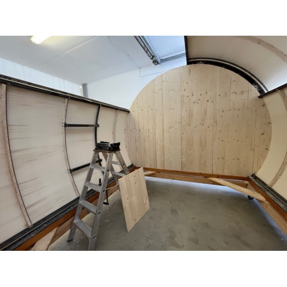 Observatório de teto deslizante em madeira Cúpula Peça Modelo ótico GreenLine MEGA-44 Configuração multi-telescópica