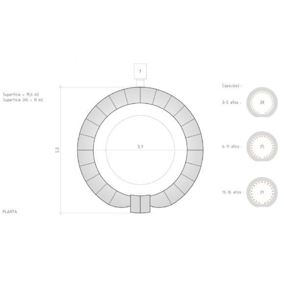 Cúpula insuflável portátil para planetário 5m sem decoração