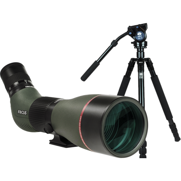 Kit de telescópio Optimum ED 85mm ocular zoom 20-60x e tripé Sirui R2004/VH10 Focus