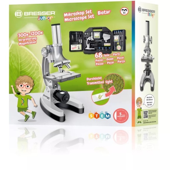 Microscópio Bresser Junior Biotar 300x-1200x (com estojo de transporte)