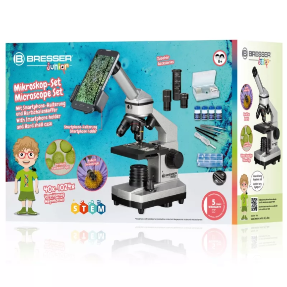 Kit para microscópio Bresser Junior Biolux CA 40x-1024x com estojo