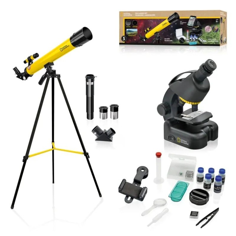 Conjunto de telescópio e microscópio...