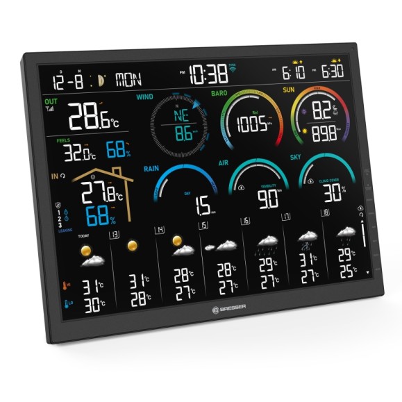Estação meteorológica Wi-Fi BRESSER 4CAST de 18,5" com sensor 8 em 1