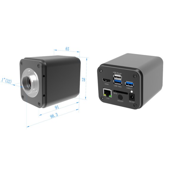 câmara ToupCam X8CAM4K 16MPA, cor, CMOS, 1/1,1", 2,4 µm, 60 fps, 16 MP, HDMI/LAN/USB